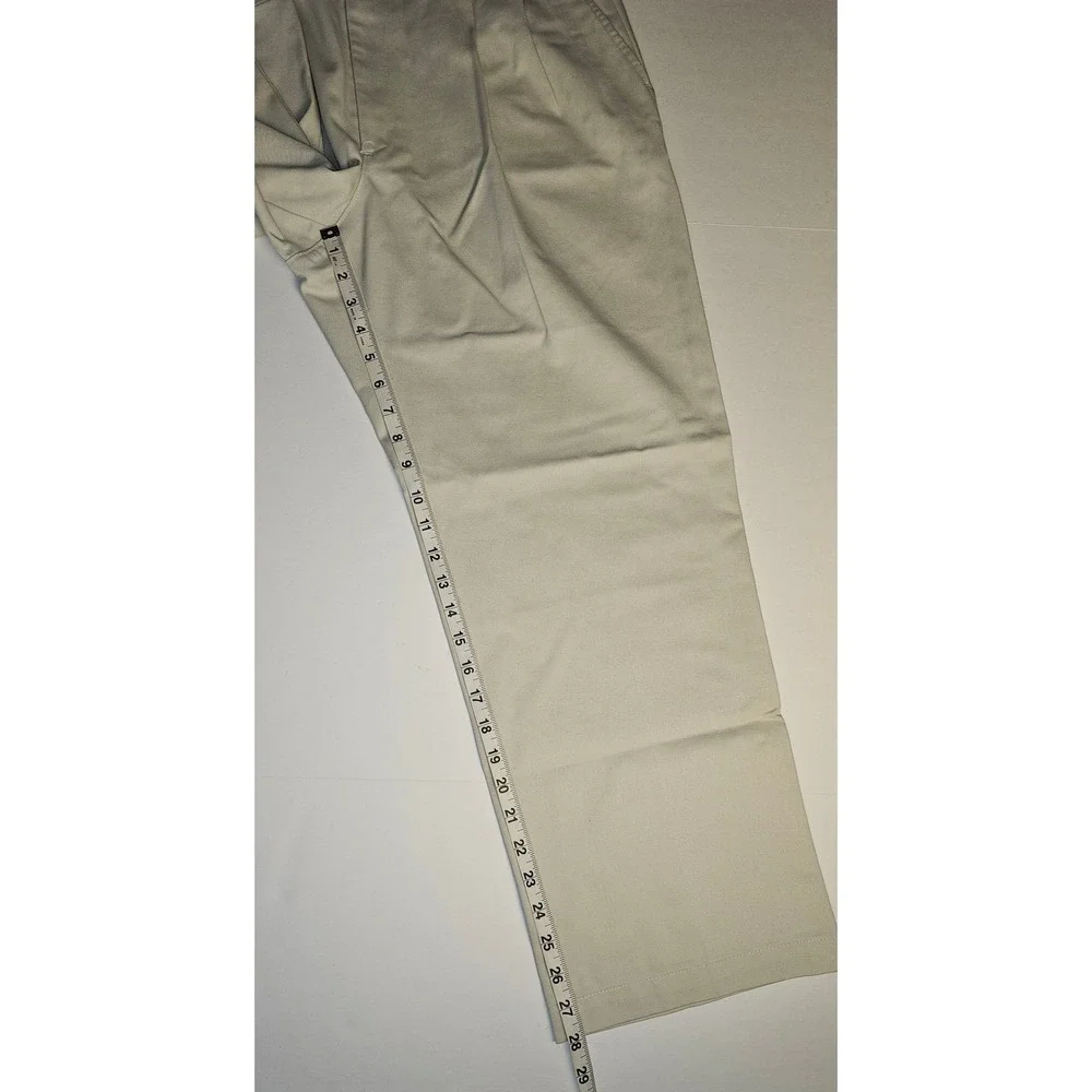 Haggar‎ Mens Pleated Casual Pants Beige Cotton Size 38x28